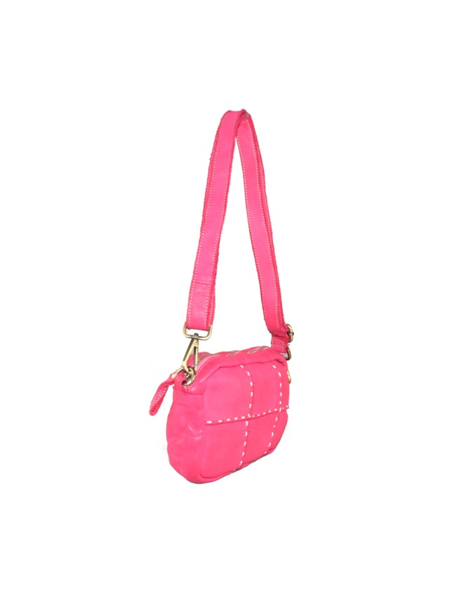 Woman washed leather shoulder bag -...