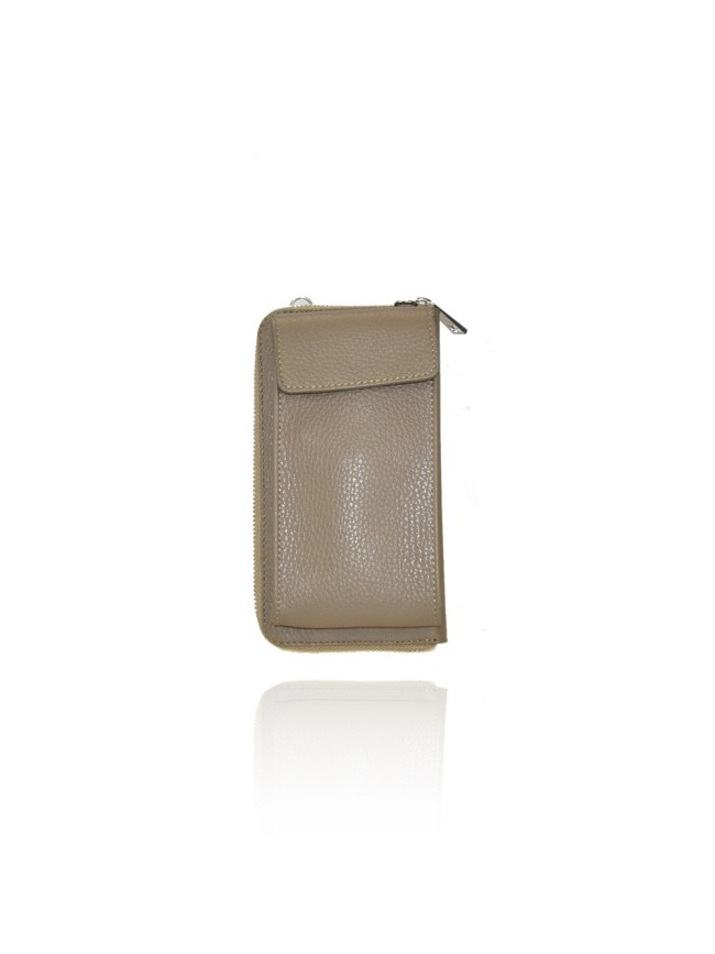 Woman leather wallet with shoulder...