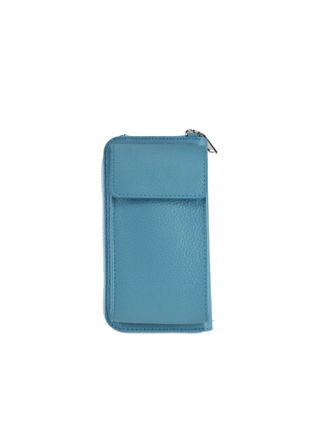 Woman leather wallet with shoulder...
