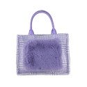 Borsa donna a mano in ecopelle con ecopelliccia - BO210