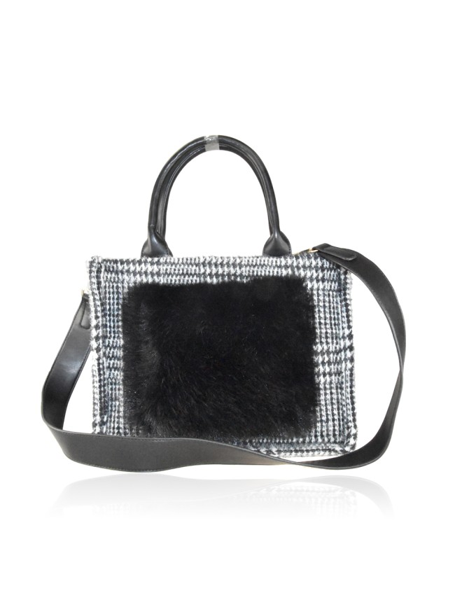 Borsa donna a mano in ecopelle con ecopelliccia - BO210