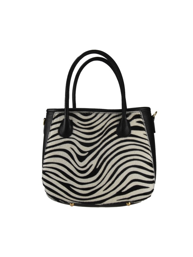 Borsa a mano in pelle con cavallino -...