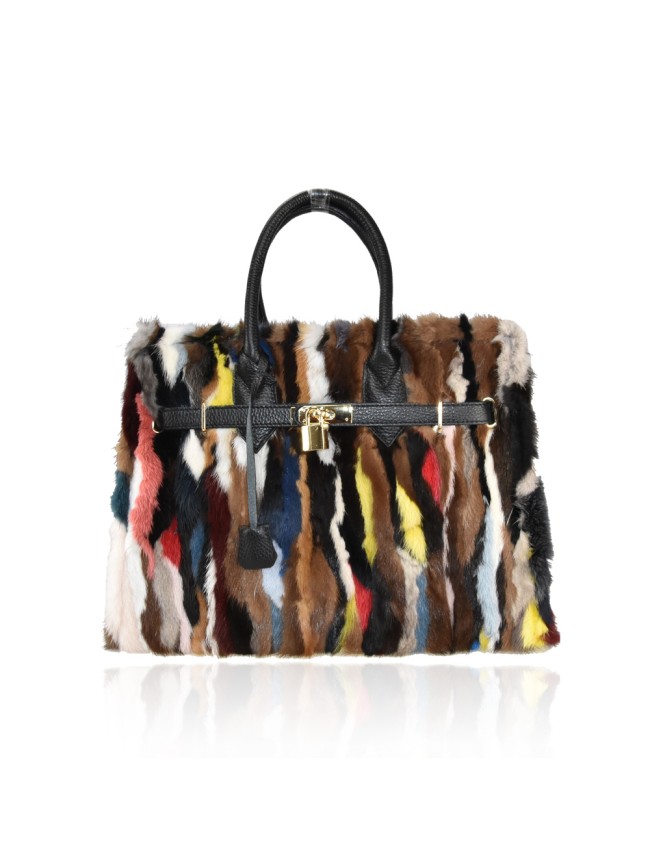 Leather  handbag with fox - FOX1208135