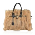 Borsa in pelle con pelo volpino - FOX1208135