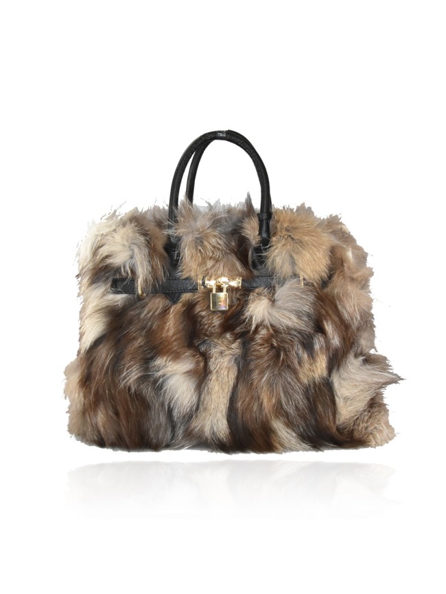 Leather  handbag with fox - FOX1208135