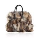 Leather  handbag with fox - FOX1208135