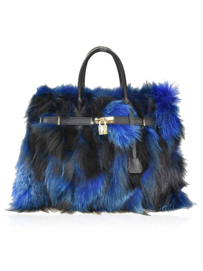 Borsa in pelle con pelo volpino -...
