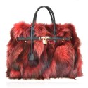 Borsa in pelle con pelo volpino - FOX1208135
