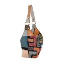 Leather shoulder bag with patchwork - 8879