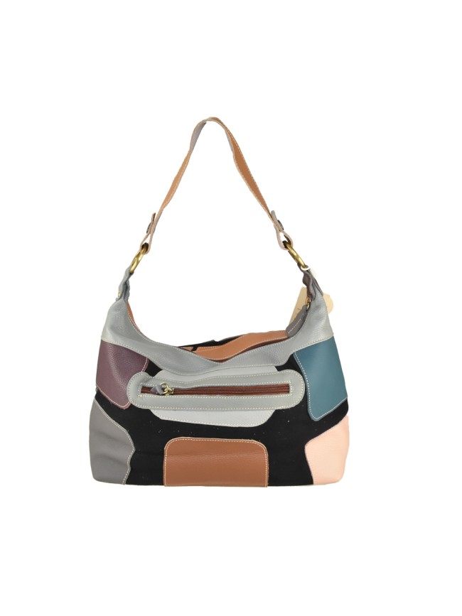 Borsa in pelle da spalla patchwork  -...