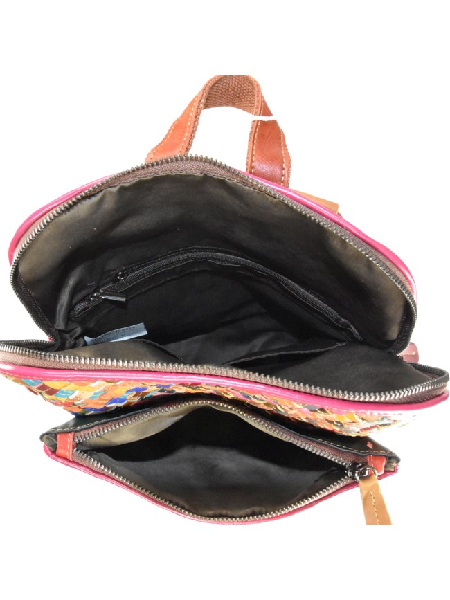 Convertible shoulder leather bag in...