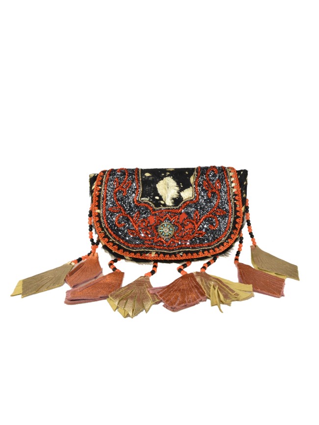 Leather fur shoulder bag - BO001