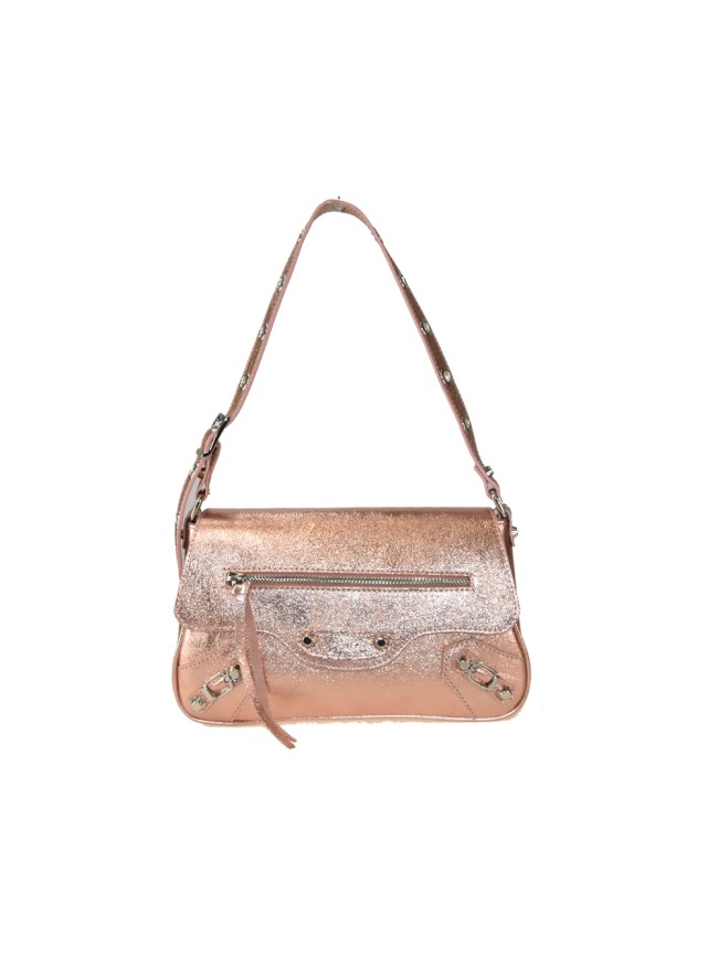 Woman leather shoulder bag with studs...