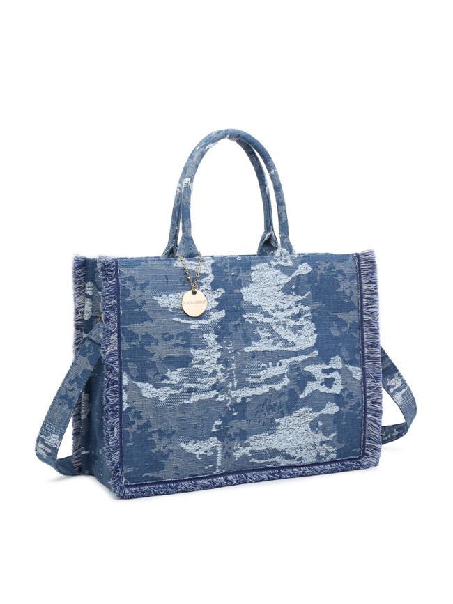 Borsa a mano in jeans con tracolla -...
