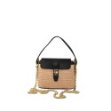 Borsa a mano  in pelle e raffia con tracolla - RP26828