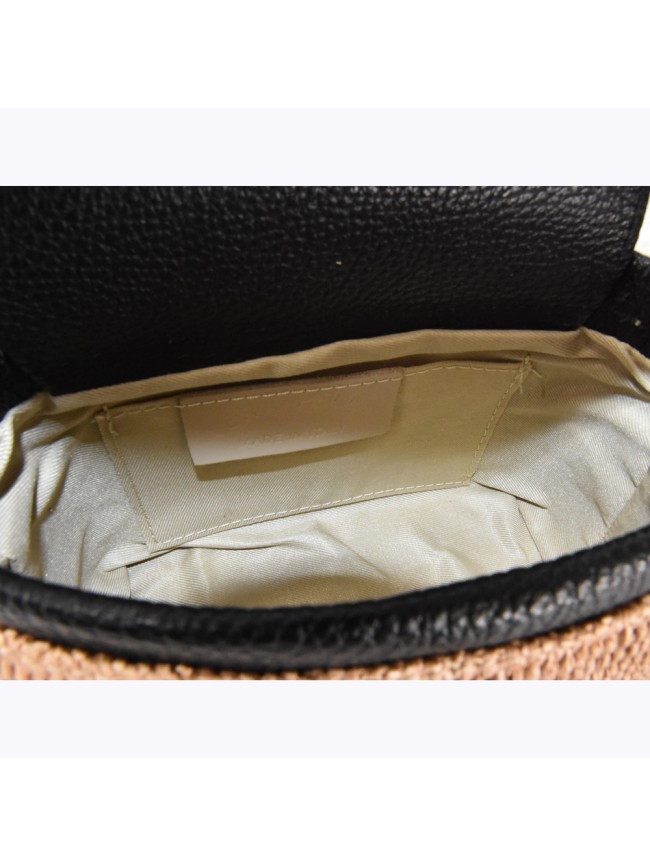 Borsa a mano  in pelle e raffia con...