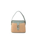 Borsa a mano  in pelle e raffia con tracolla - RP26828