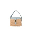 Borsa a mano  in pelle e raffia con tracolla - RP26828