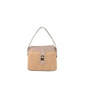 Borsa a mano  in pelle e raffia con tracolla - RP26828