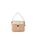 Borsa a mano  in pelle e raffia con tracolla - RP26828