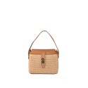 Borsa a mano  in pelle e raffia con tracolla - RP26828