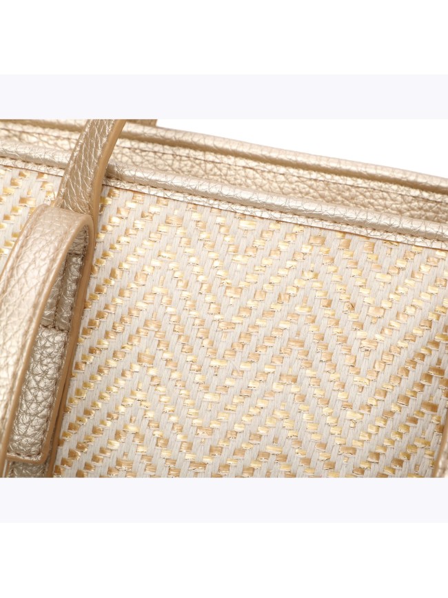 Woman textile & synthetic leather bag...