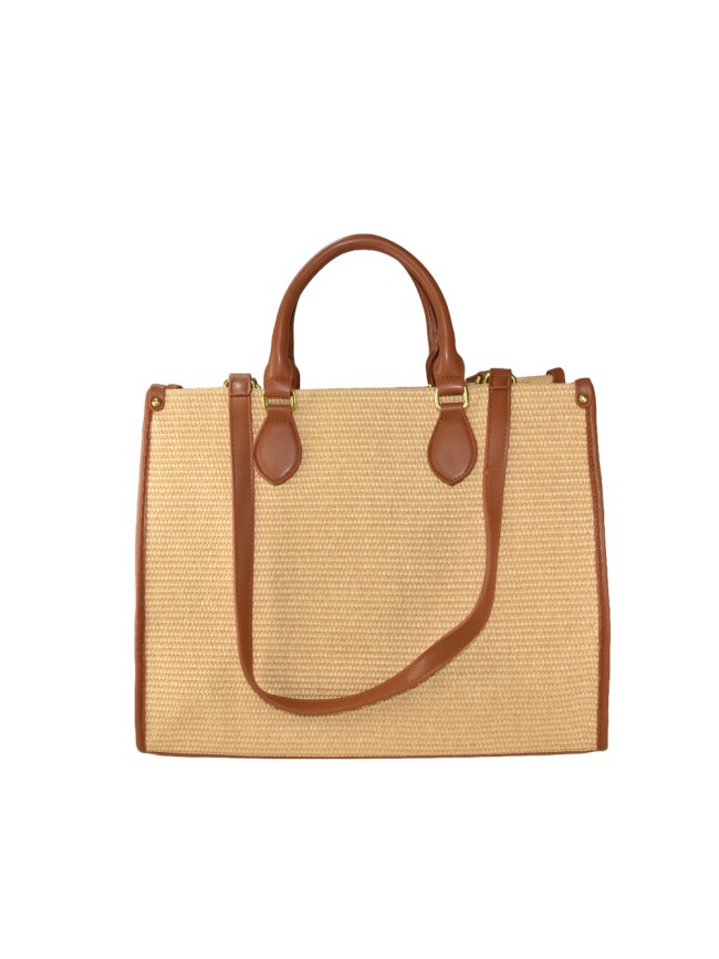 Borsa a mano  in ecopelle e raffia...