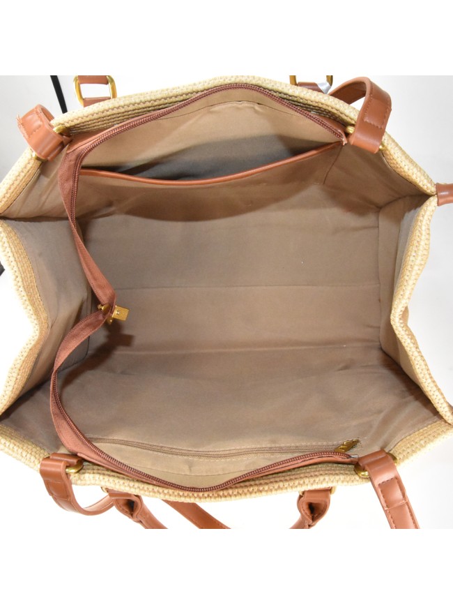 Borsa a mano  in ecopelle e raffia...