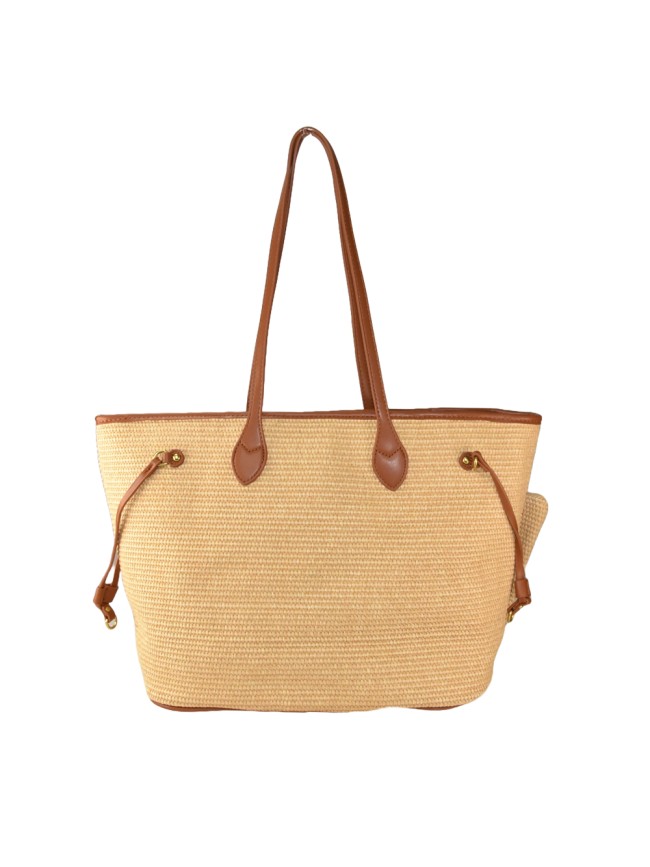 Borsa a mano  in ecopelle e raffia...