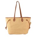 Synthetic leather & rafia bag with shoulder strap - PH4055