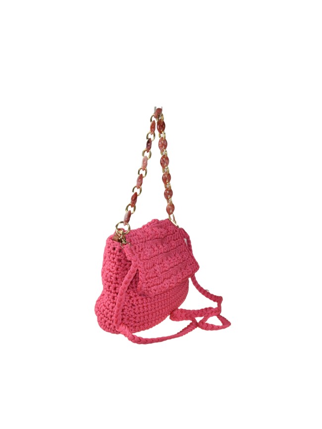 Woman textile shoulder bag - H02303