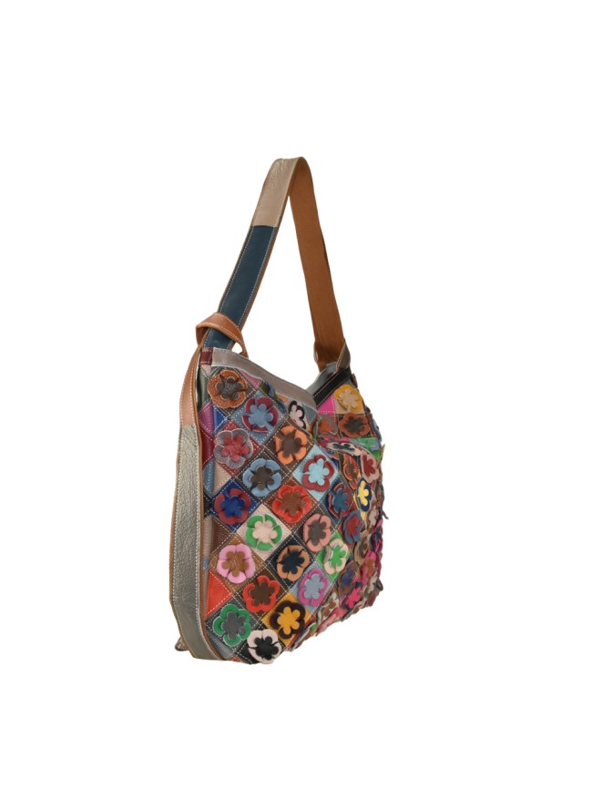 Convertible shoulder leather bag in...