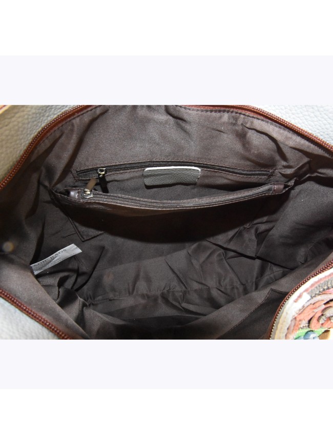 Convertible shoulder leather bag in...