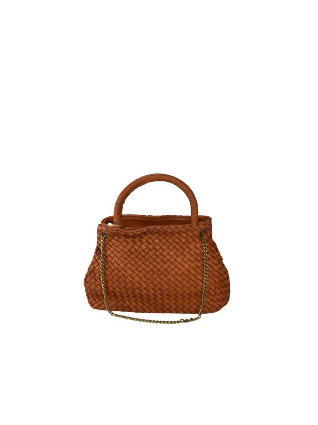 woven vintage Leather hand bag with shoulder strap - YC49854