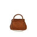 woven vintage Leather hand bag with shoulder strap - YC49854