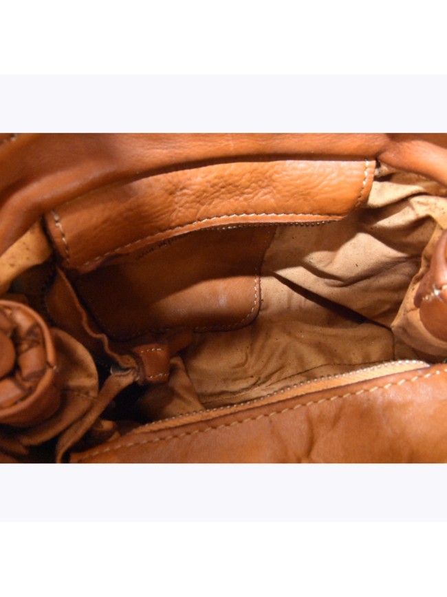 woven vintage Leather hand bag with...