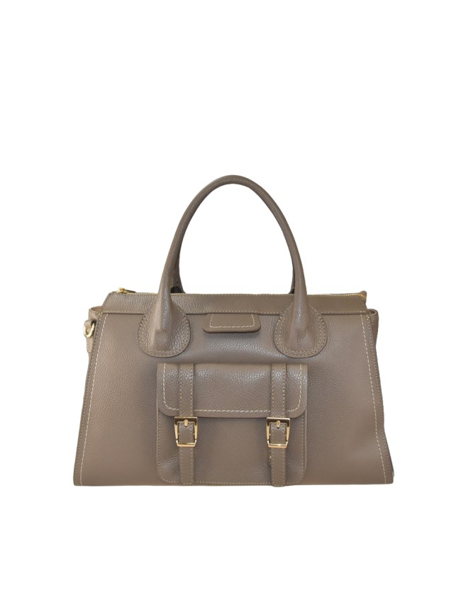 Leather handbag with shoulder strap -...