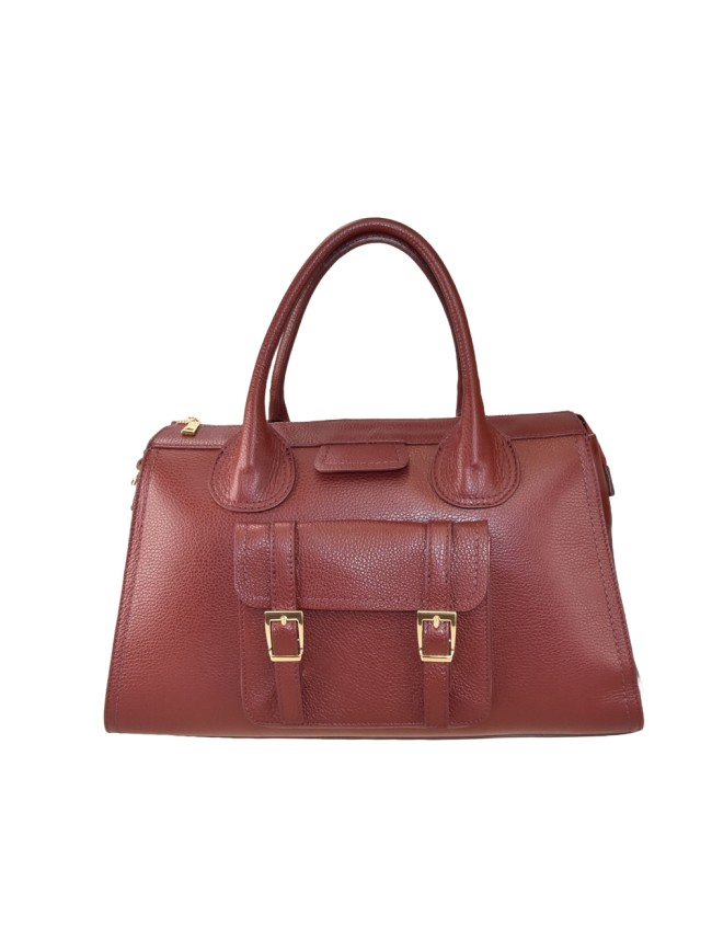 Leather handbag with shoulder strap -...