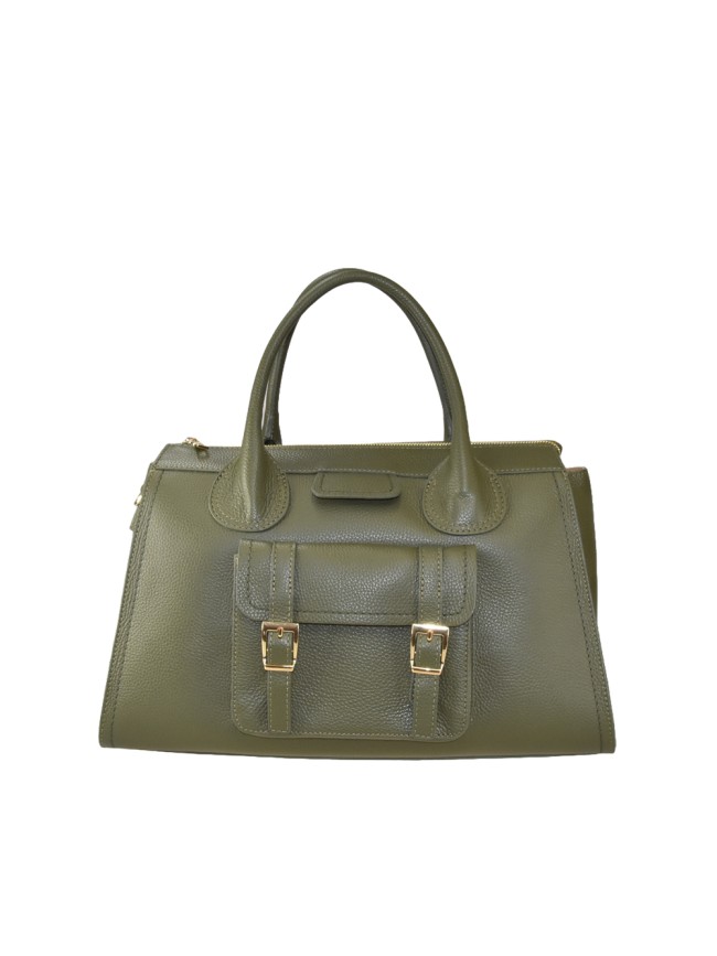 Leather handbag with shoulder strap -...