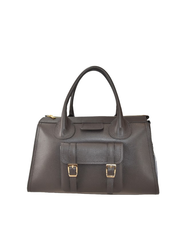 Leather handbag with shoulder strap -...