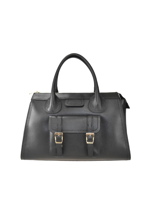 Leather handbag with shoulder strap -...