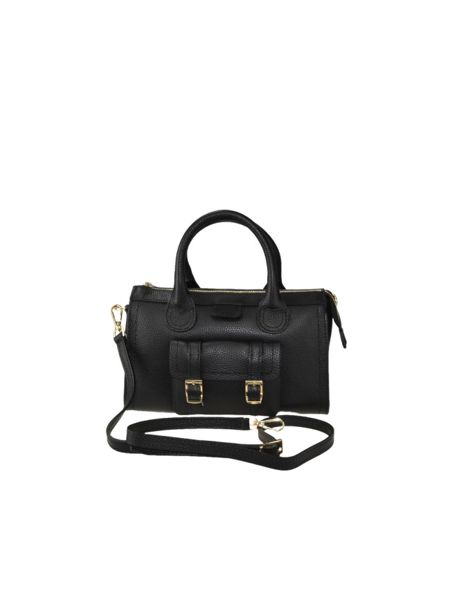 Leather handbag with shoulder strap -...