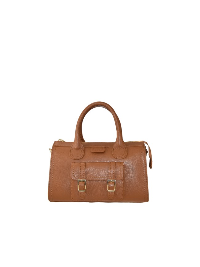 Leather handbag with shoulder strap -...