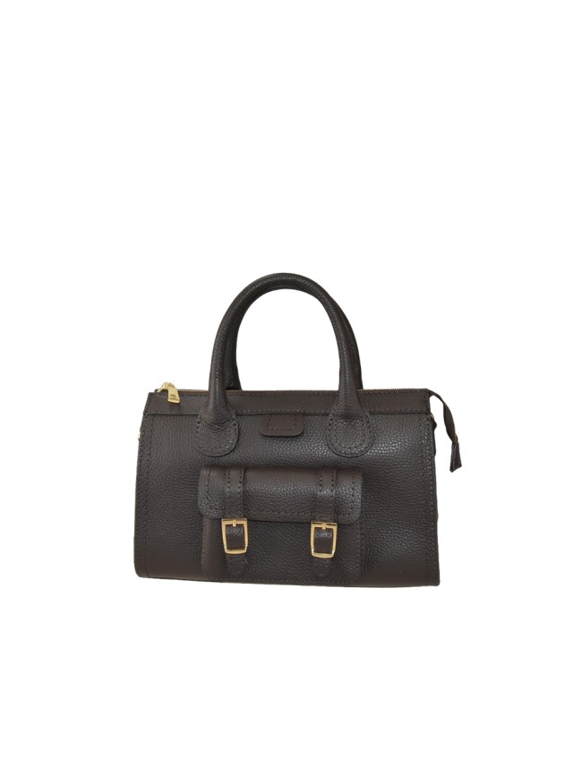 Leather handbag with shoulder strap -...