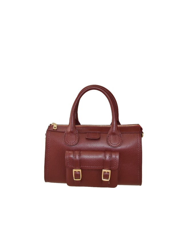 Leather handbag with shoulder strap -...