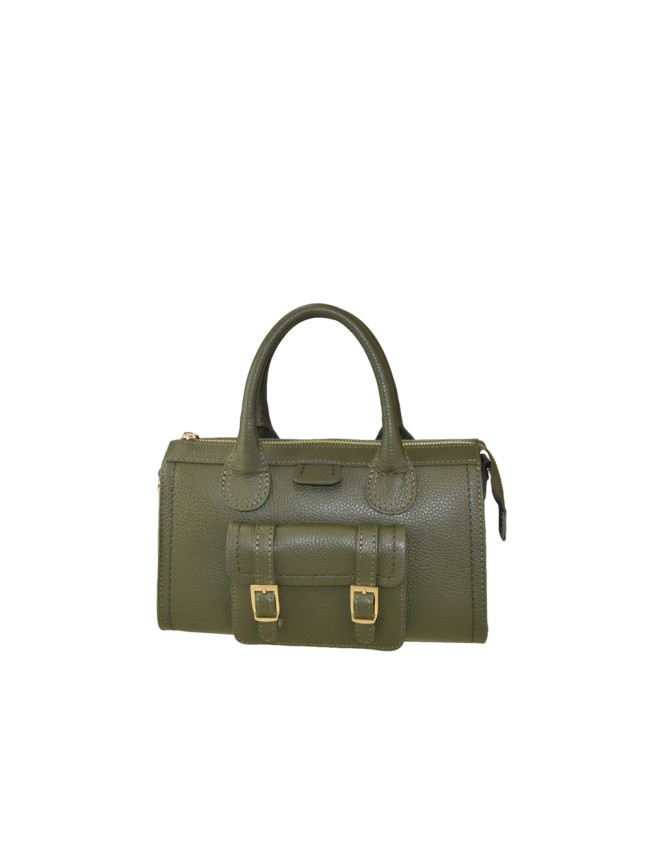 Leather handbag with shoulder strap -...