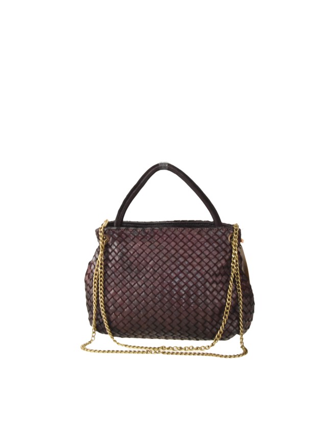 woven vintage Leather hand bag with...