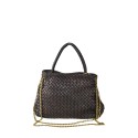woven vintage Leather hand bag with shoulder strap - YC49854