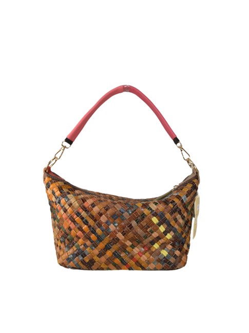 Woven leather bag with...