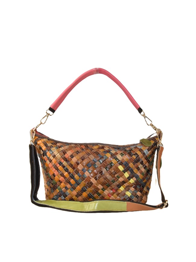 Borsa in pelle patchwork intrecciato...